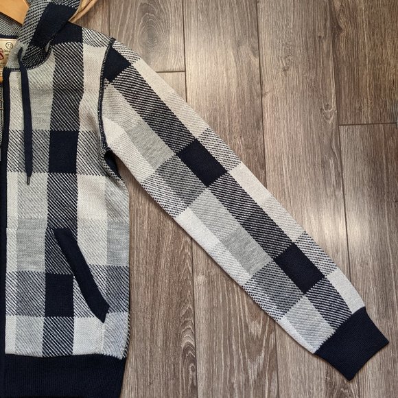 NWOT Unisex (M: XS / W: S) - FRENCH CONNECTION Plaid Sweater Hoodie - Picture 3 of 7